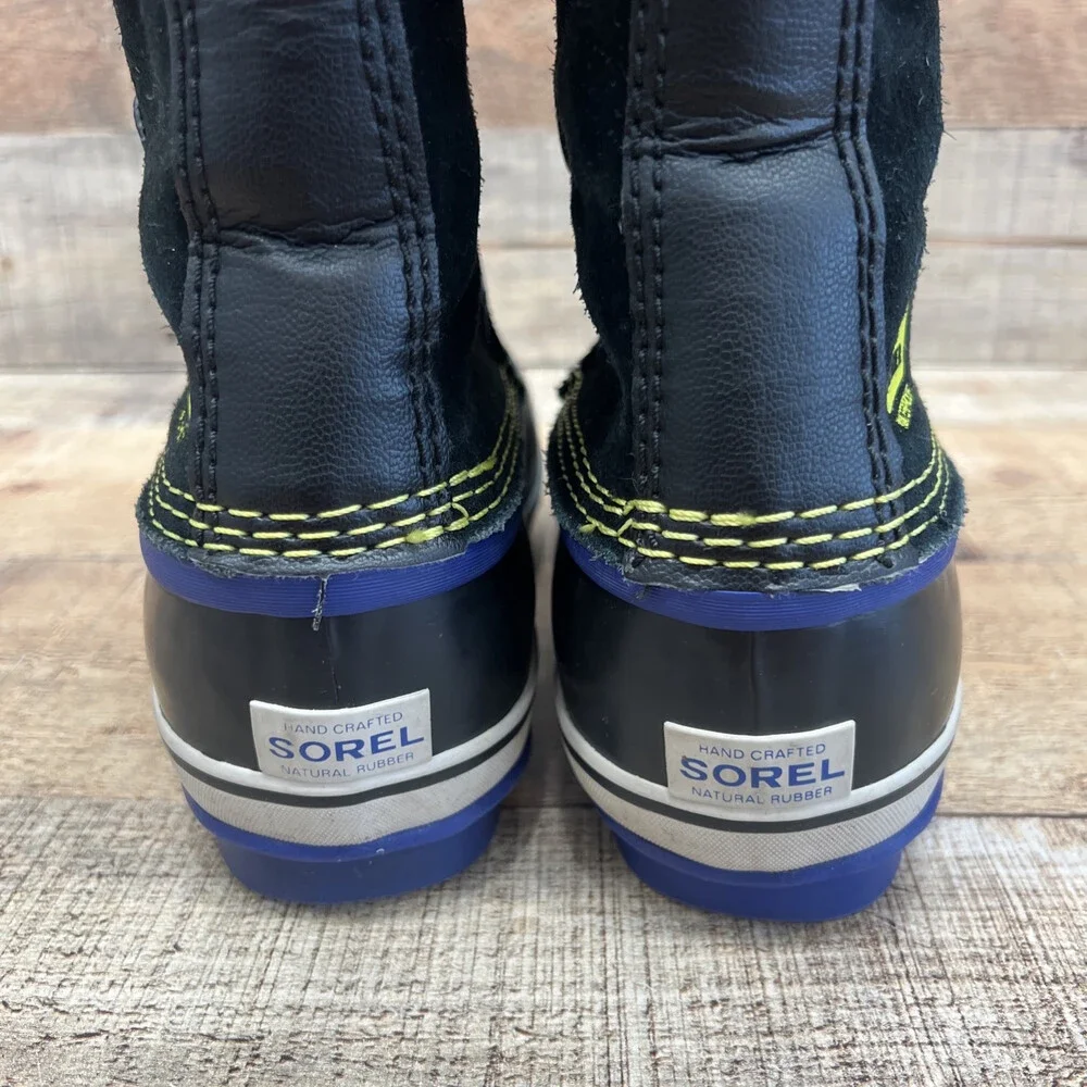 Sorel Waterproof Girls Youth Snow Boots Black/Purple Suede/Rubber Size 6 (38)